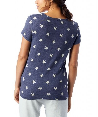 Women's Ideal Printed Eco-Jersey T-shirt Indigo Stars $12.00 Tops