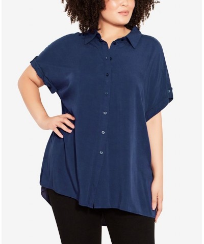 Plus Size Bowling Shirt Navy $22.60 Tops