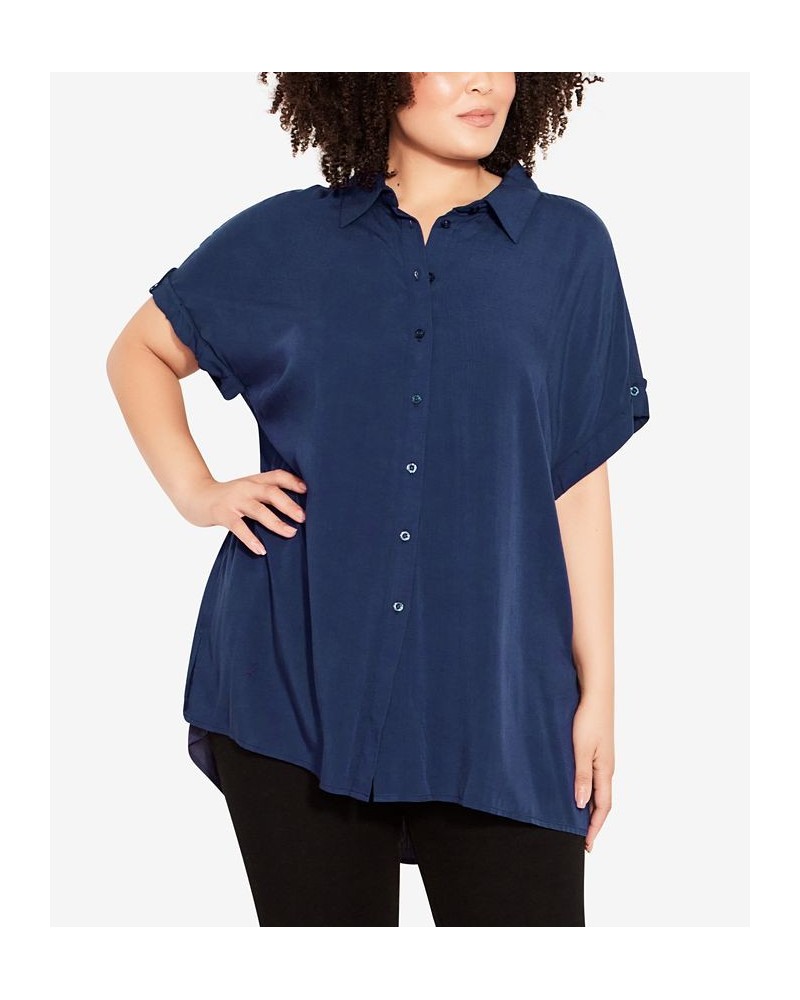 Plus Size Bowling Shirt Navy $22.60 Tops