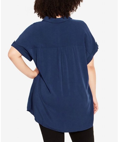 Plus Size Bowling Shirt Navy $22.60 Tops