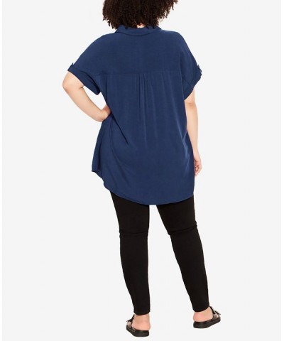 Plus Size Bowling Shirt Navy $22.60 Tops