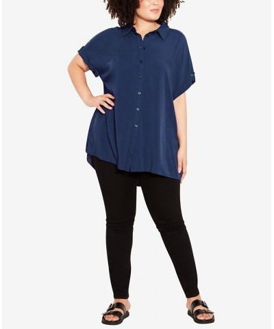 Plus Size Bowling Shirt Navy $22.60 Tops