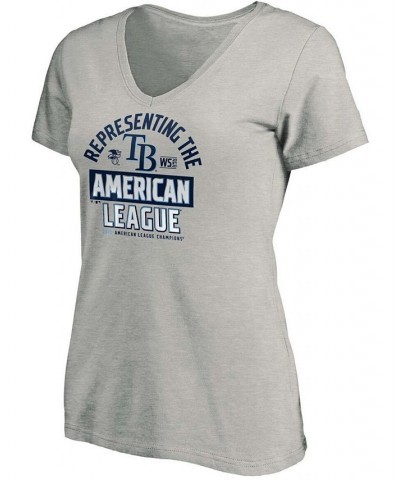 Women's Heathered Gray Tampa Bay Rays 2020 American League Champions Locker Room V-Neck T-shirt Heathered Gray $24.29 Tops