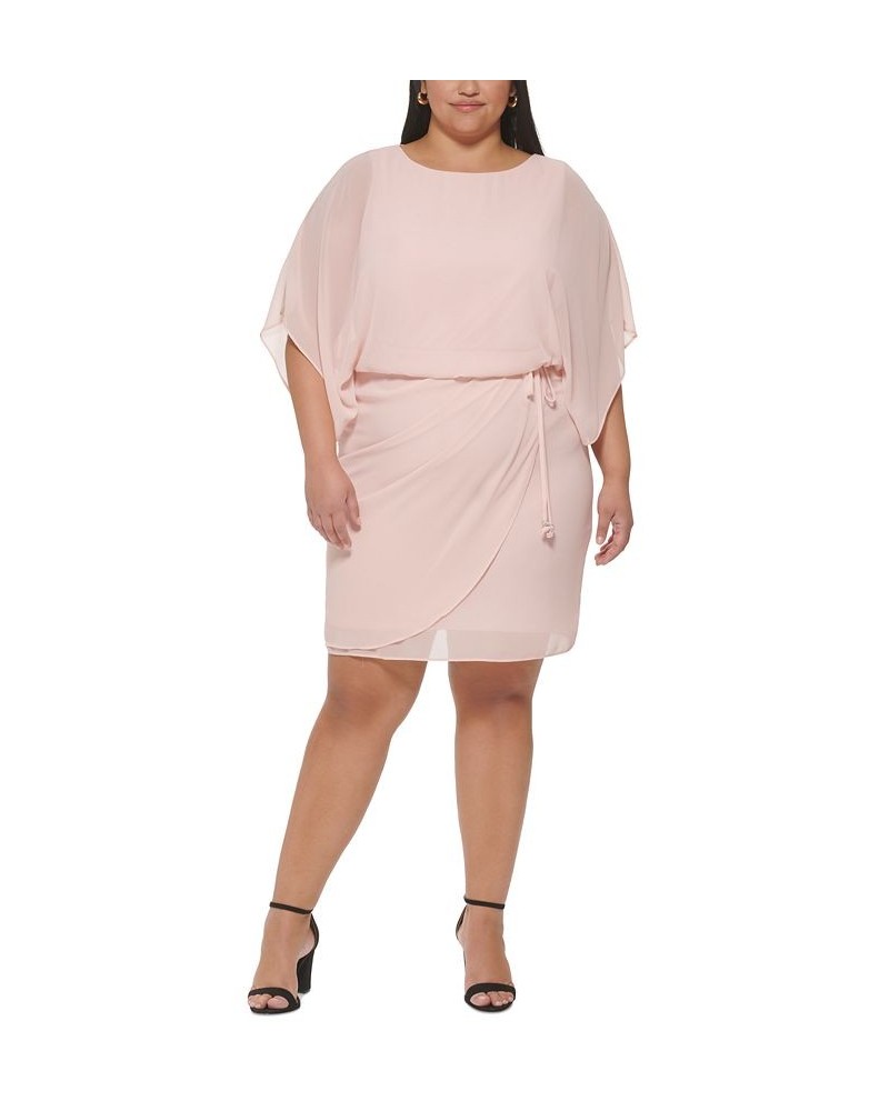 Plus Size Cape-Sleeve Blouson Dress Blush $51.17 Dresses