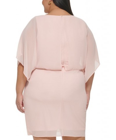 Plus Size Cape-Sleeve Blouson Dress Blush $51.17 Dresses