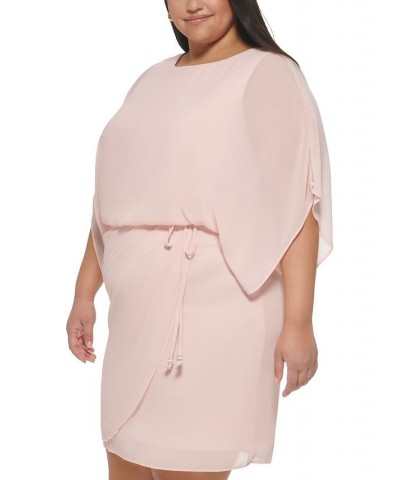 Plus Size Cape-Sleeve Blouson Dress Blush $51.17 Dresses