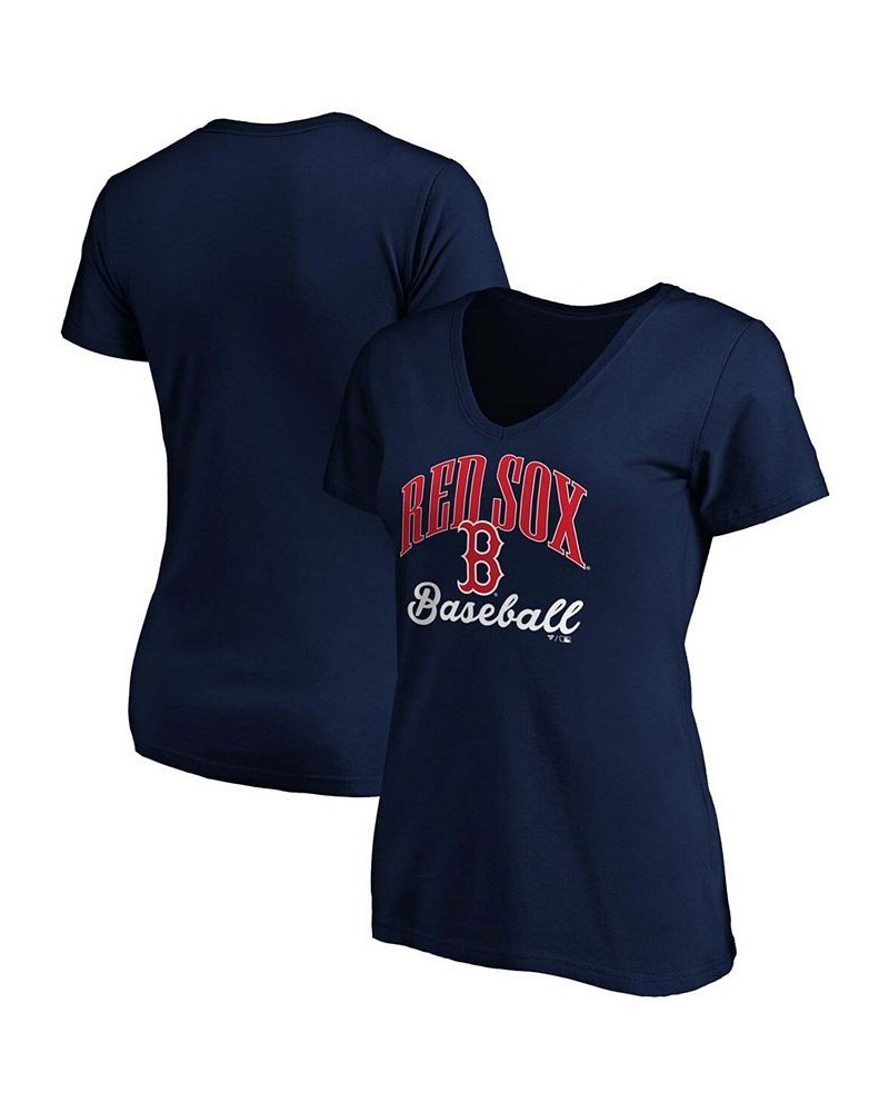 Women's Navy Boston Red Sox Victory Script V-Neck T-shirt Navy $18.40 Tops