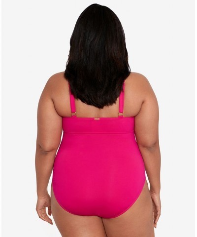 Plus Size Halter-Neck One Piece Swimsuit Pink $81.60 Swimsuits