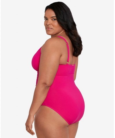 Plus Size Halter-Neck One Piece Swimsuit Pink $81.60 Swimsuits