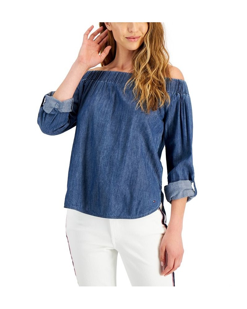 Women's Off-The-Shoulder Chambray Top Benson $37.59 Tops