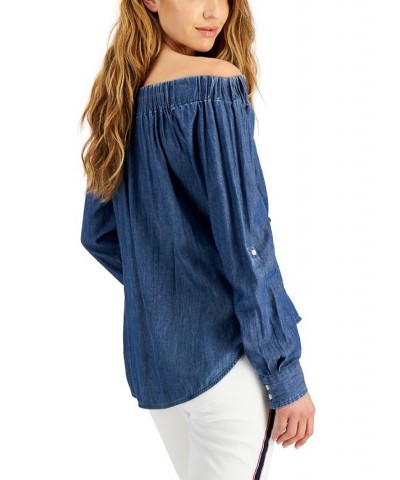 Women's Off-The-Shoulder Chambray Top Benson $37.59 Tops