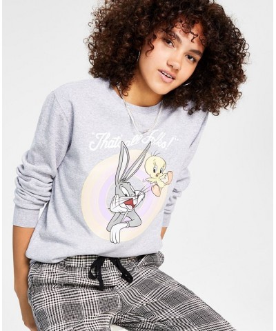 Juniors' Looney Tunes That's All Folks Graphic Sweatshirt Heather Grey $12.17 Tops