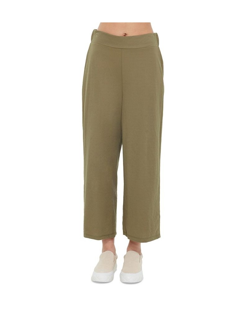 Women's Elastic-Waist Pull-On Wide-Leg Pants Woodland Green $13.46 Pants