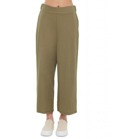 Women's Elastic-Waist Pull-On Wide-Leg Pants Woodland Green $13.46 Pants