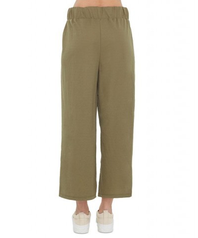 Women's Elastic-Waist Pull-On Wide-Leg Pants Woodland Green $13.46 Pants