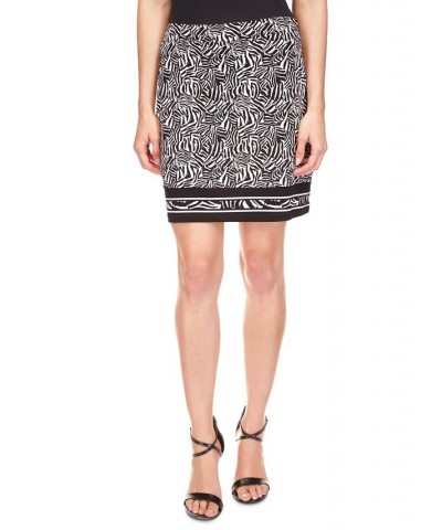 Women's Zebra Border-Print Mini Skirt Black/white $22.60 Skirts