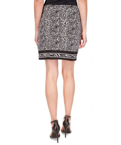 Women's Zebra Border-Print Mini Skirt Black/white $22.60 Skirts