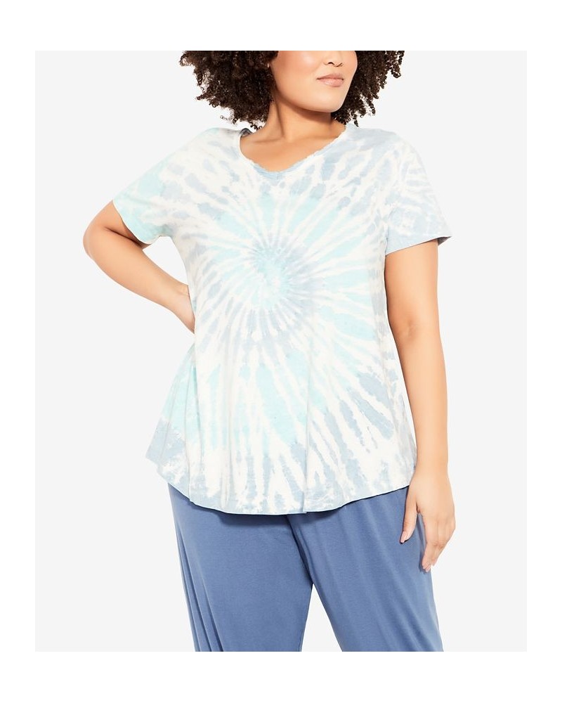 Plus Size Miya Tie Dye Top Aqua $35.88 Tops