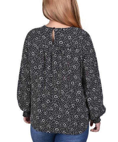 Plus Size Long Sleeve Cutout-Front Blouse Heart Dot $13.72 Tops