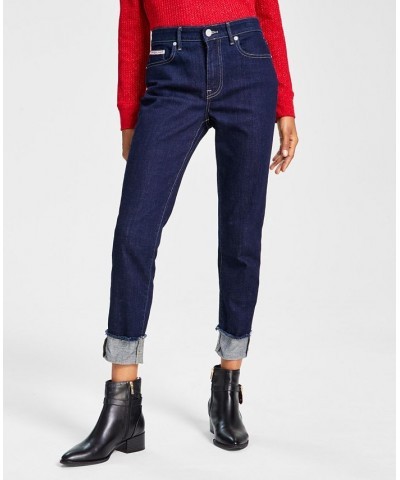 Women's Tribeca TH Flex Raw-Cuff Skinny Jeans Blue $27.83 Jeans