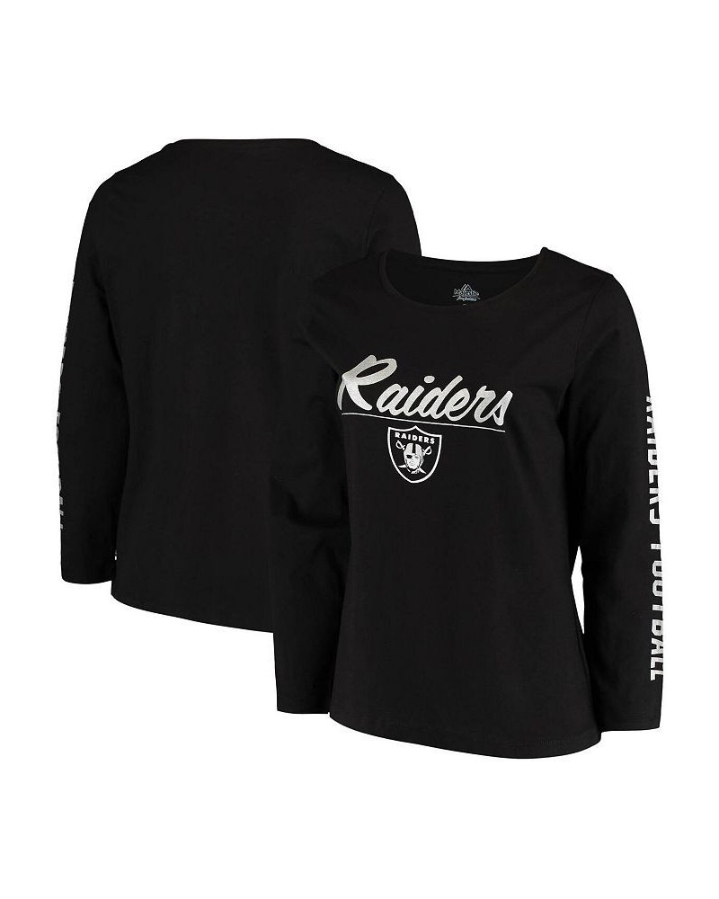 Women's Black Las Vegas Raiders Plus Size Team Logo Long Sleeve T-shirt Black $24.50 Tops