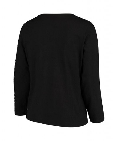 Women's Black Las Vegas Raiders Plus Size Team Logo Long Sleeve T-shirt Black $24.50 Tops