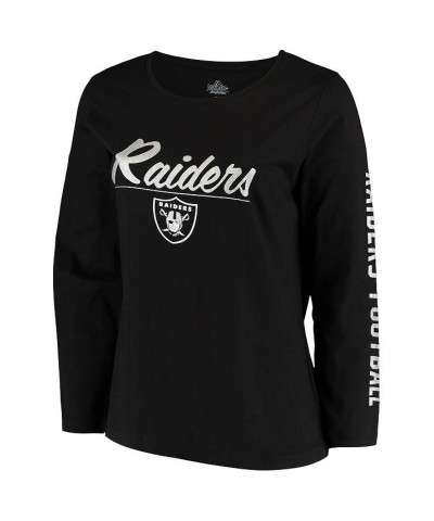 Women's Black Las Vegas Raiders Plus Size Team Logo Long Sleeve T-shirt Black $24.50 Tops