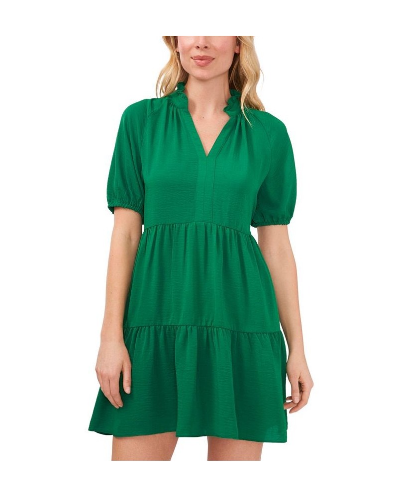 Women's Short Sleeve Tiered V-Neck Baby Doll Dress Lush Green $28.53 Dresses