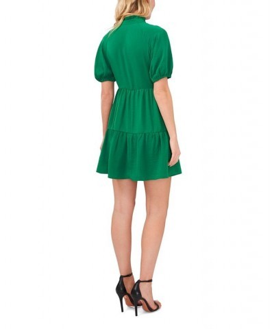 Women's Short Sleeve Tiered V-Neck Baby Doll Dress Lush Green $28.53 Dresses