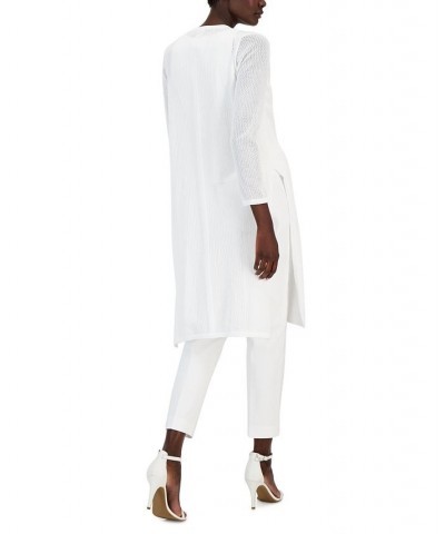 Women's Long Cotton Open-Front Duster Cardigan Bright White $52.89 Sweaters