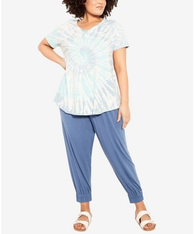 Plus Size Miya Tie Dye Top Aqua $35.88 Tops