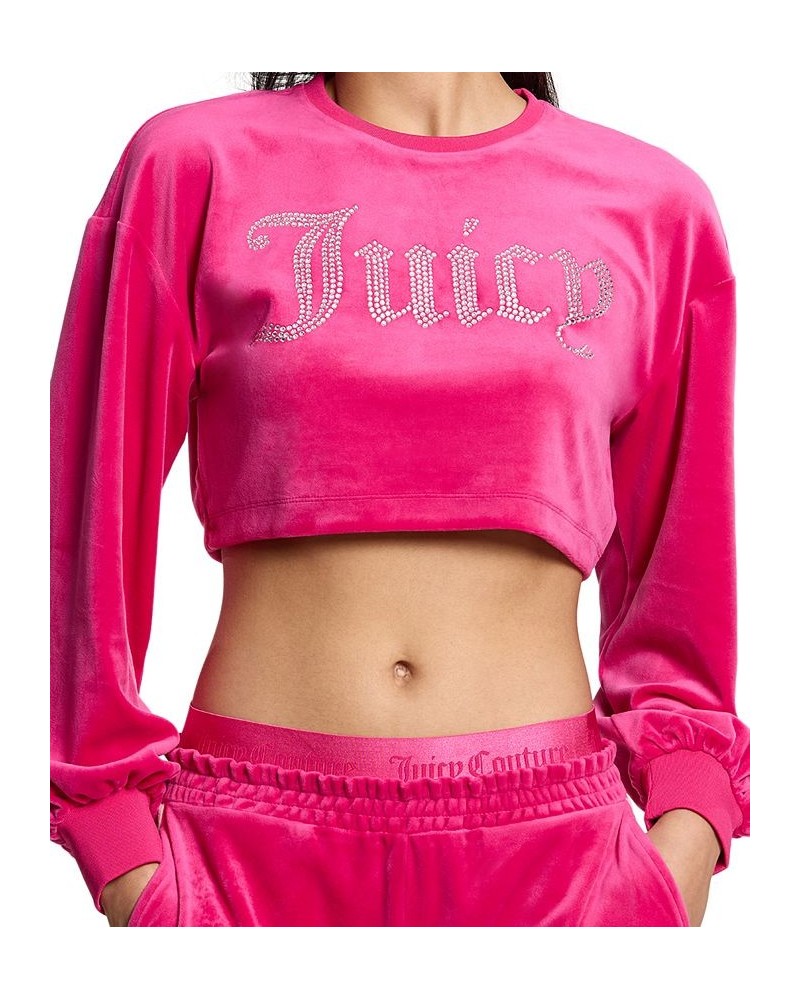 Women's Cropped Logo Sweatshirt Pink $31.70 Sweatshirts