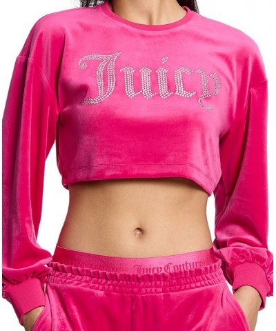 Women's Cropped Logo Sweatshirt Pink $31.70 Sweatshirts