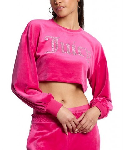 Women's Cropped Logo Sweatshirt Pink $31.70 Sweatshirts