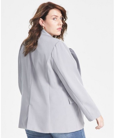 Trendy Plus Size Oversized Boyfriend Blazer Gray $26.26 Jackets