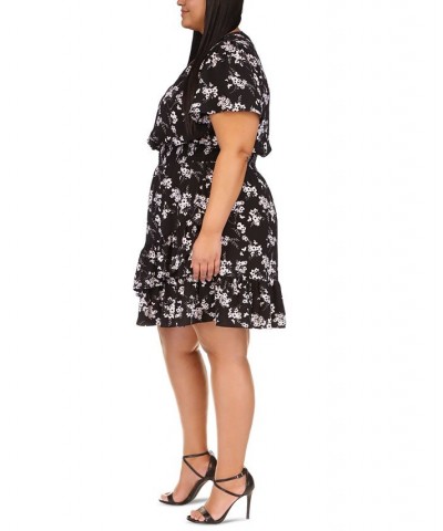 Plus Size Floral-Print Faux-Wrap Dress Pink $71.75 Dresses