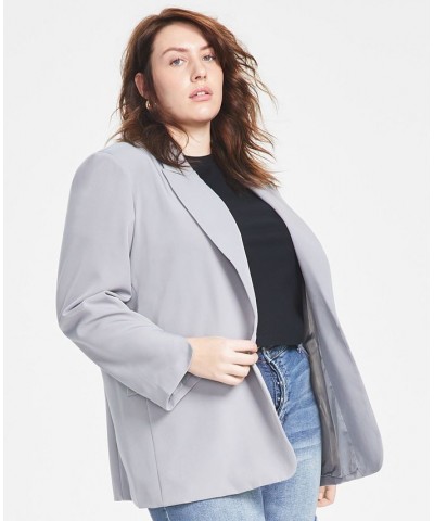 Trendy Plus Size Oversized Boyfriend Blazer Gray $26.26 Jackets