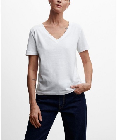 Women's Essential Cotton-Blend T-shirt White $11.18 Tops