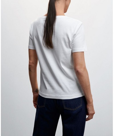 Women's Essential Cotton-Blend T-shirt White $11.18 Tops