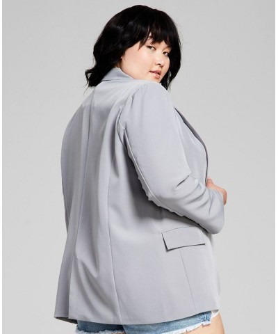 Trendy Plus Size Oversized Boyfriend Blazer Gray $26.26 Jackets