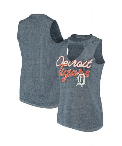 Women's Navy Detroit Tigers Loyalty Choker Neck Tank Top Navy $20.89 Tops