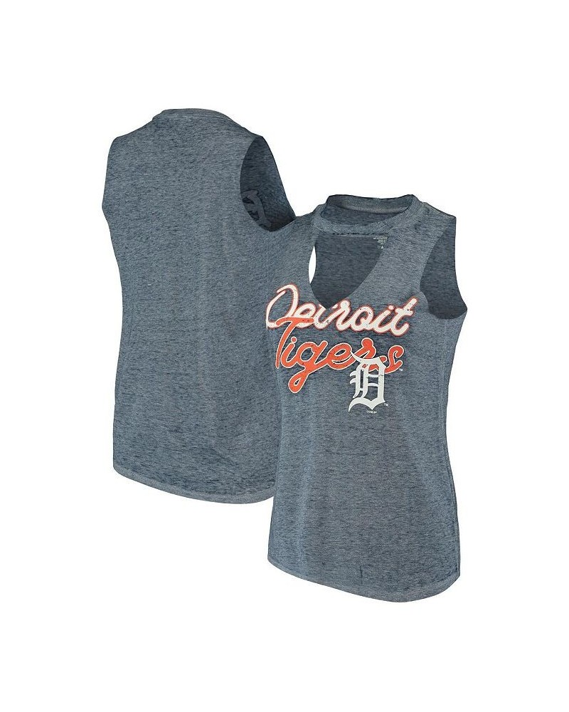 Women's Navy Detroit Tigers Loyalty Choker Neck Tank Top Navy $20.89 Tops