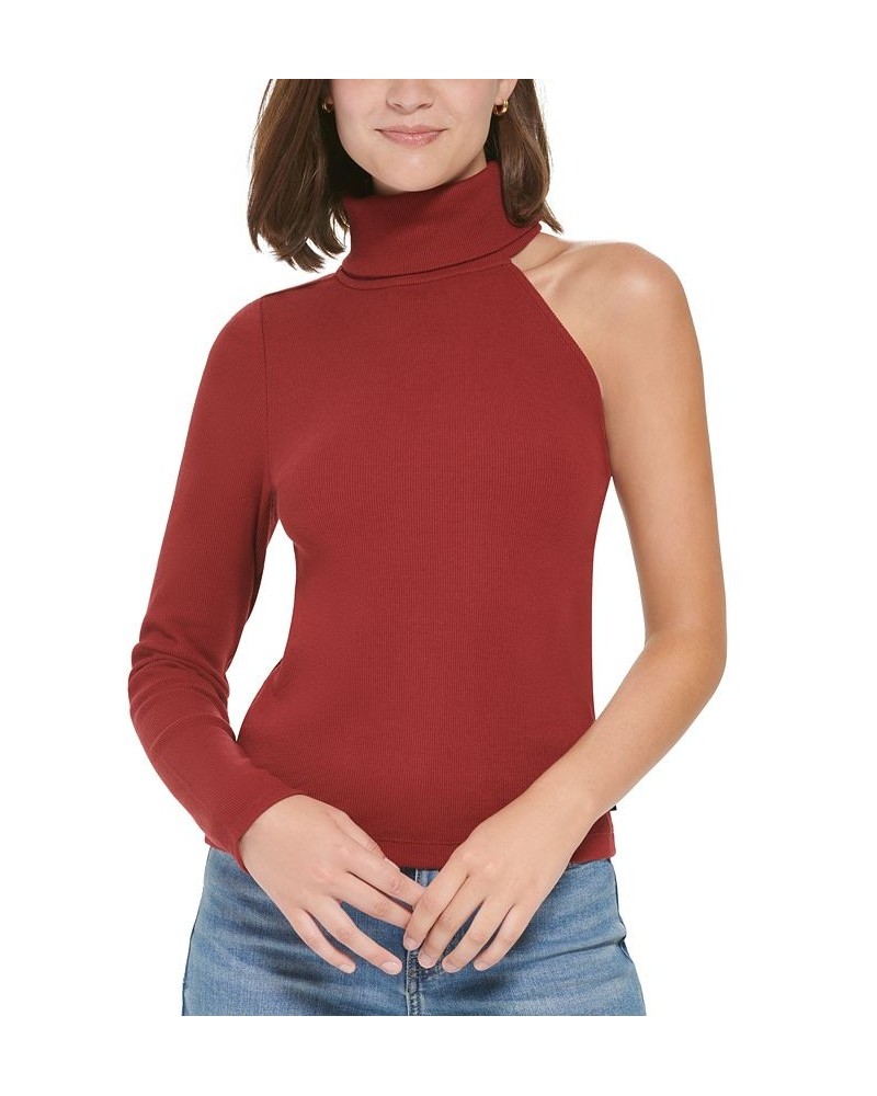 Women's One-Shoulder Turtleneck Top Syrah $18.28 Tops