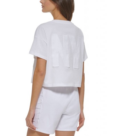 Women's Cotton Logo Appliqué T-Shirt White $28.22 Tops