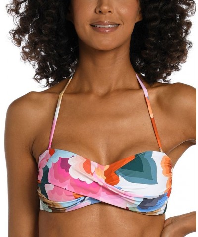 Women's Floral Rhythm Twist-Front Bandeau Bikini Top Floral / Multi $42.78 Swimsuits