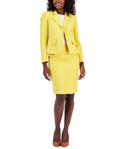 Women's Check Three-Button Jacket & Skirt Suit Regular and Petite Sizes Golden Sunset $64.50 Skirts