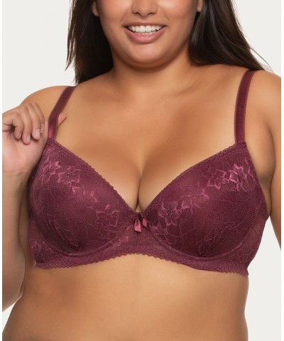 Women's Full Figure Lace Underwire Bra J5537 Red $10.59 Bras