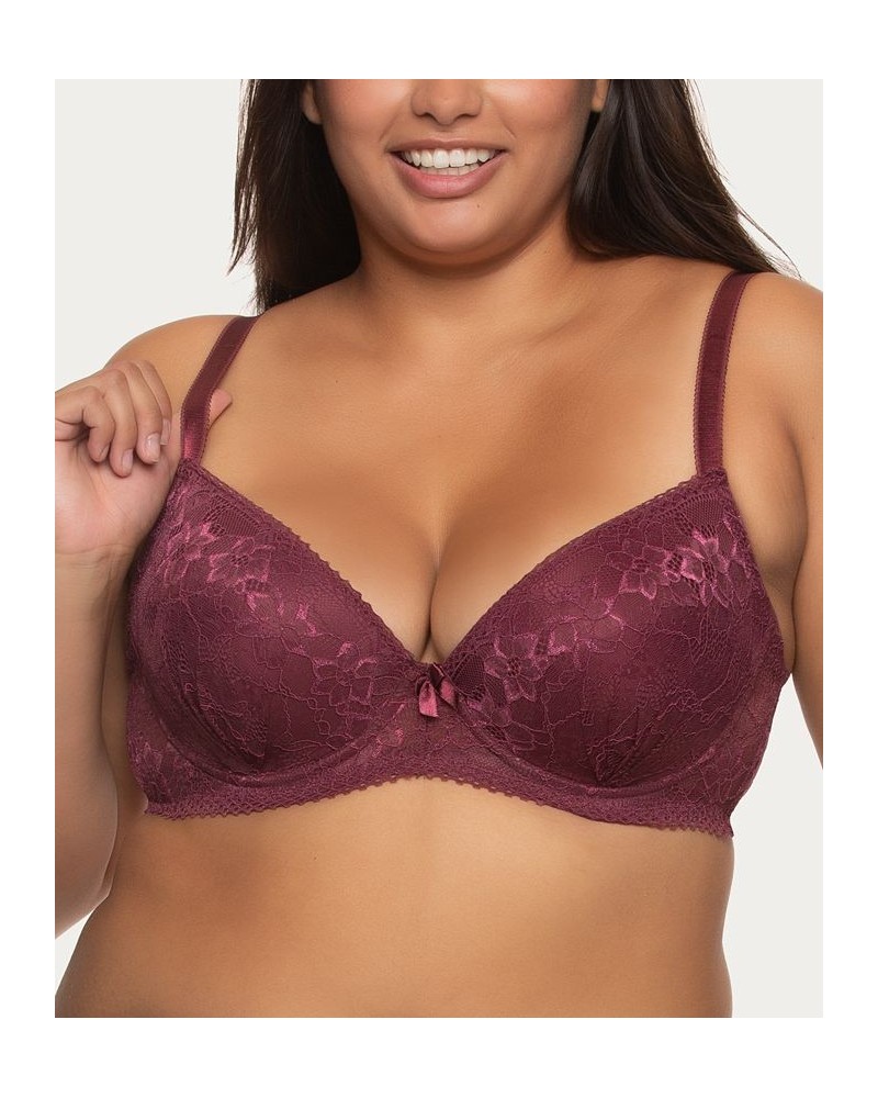 Women's Full Figure Lace Underwire Bra J5537 Red $10.59 Bras