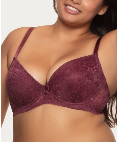 Women's Full Figure Lace Underwire Bra J5537 Red $10.59 Bras