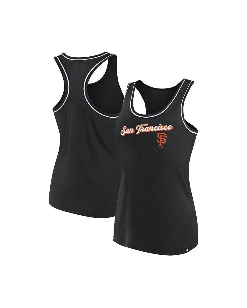 Women's Branded Black San Francisco Giants Wordmark Logo Racerback Tank Top Black $20.39 Tops